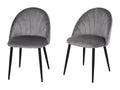 Set of 2 grey velvet chairs with black metal legs, dimensions: 52L x 54W x 79H cm SPAU25207