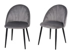 Set of 2 grey velvet chairs with black metal legs, dimensions: 52L x 54W x 79H cm SPAU25207