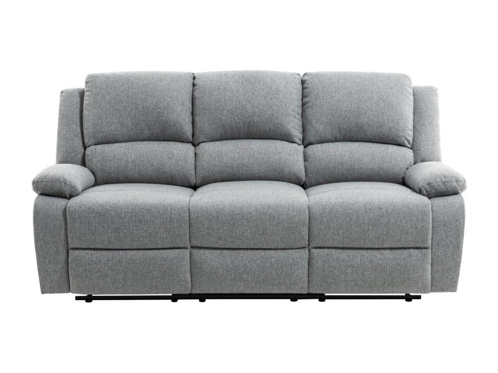 Lumenao 3-seater reclining sofa in fabric - Light grey - W193x93x96cm - Lumenao TEQM95101