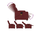 Reclining massage chair, burgundy red faux leather, ZYMY00424