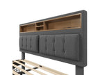 Upholstered adult bed with 4 drawers and USB charging port - 160x200cm - Linen fabric - Grey PDZO74907