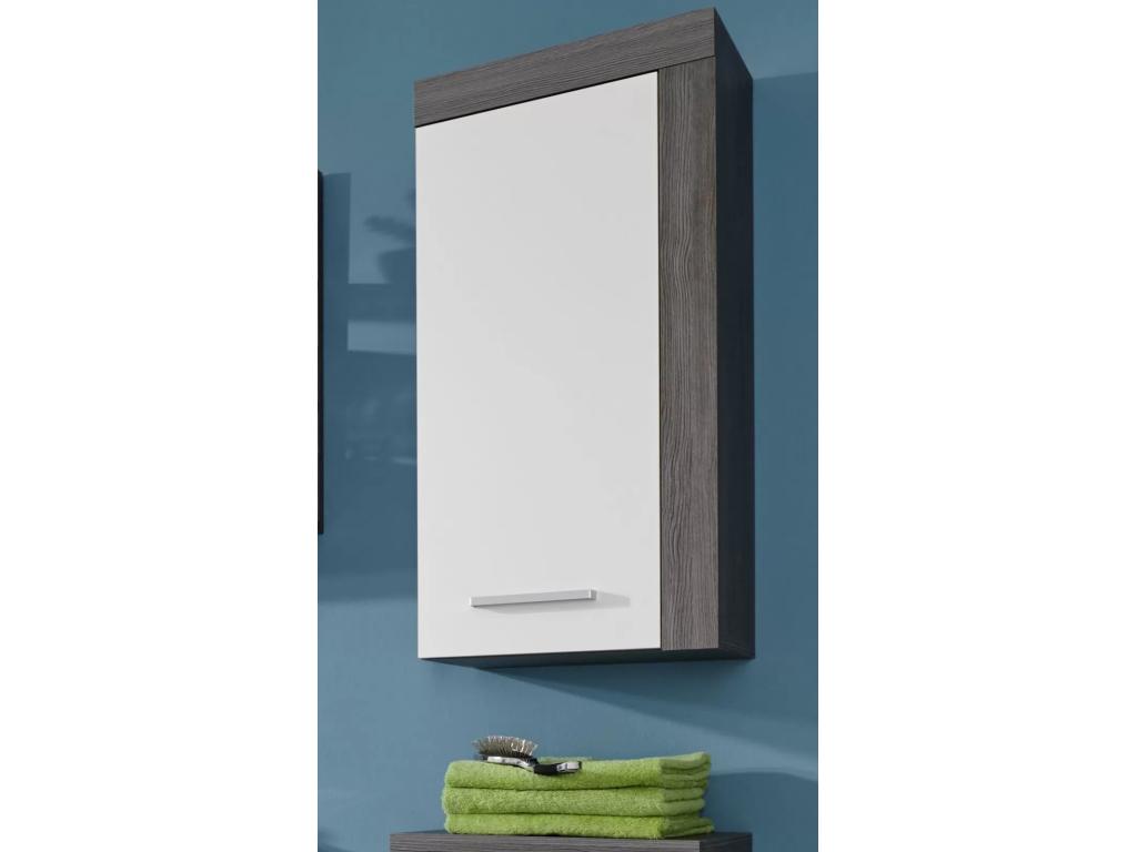 Lumenao wall-mounted storage cabinet, white and smoked silver TDYC14053