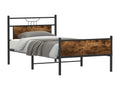 Bed frame without mattress, smoked oak, 100x200 cm, engineered wood, LAIE03900