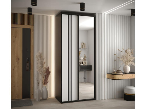 Lumenao 7 Sliding Door Wardrobe 235.2/100/45 2 Doors Black/White/Black MJML73903