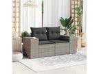 2-seater garden sofa with grey woven resin cushions HEGV37016