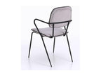 Lumenao chair with light grey velvet armrests and black metal legs - Set of 4 NSMA02101