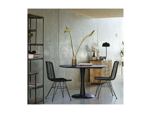 BANGALORE - Round dining table, 120 cm diameter, solid black mango wood, BXUA39061