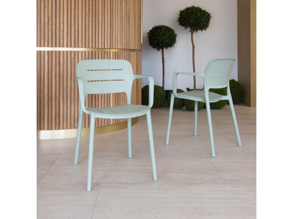 Ventoriq Home - Set of 4 Outdoor Green Polypropylene Dining Chairs KDGI57190