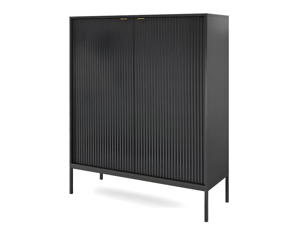 Universal chest of drawers, black, 104x125x39cm, metal legs, 2 grooved doors, Lumenao model ZGYV52230