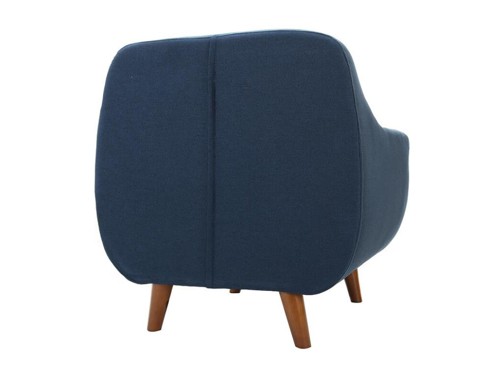 Lumenao KURL50489 armchair with removable cover in dark blue fabric and dark wood