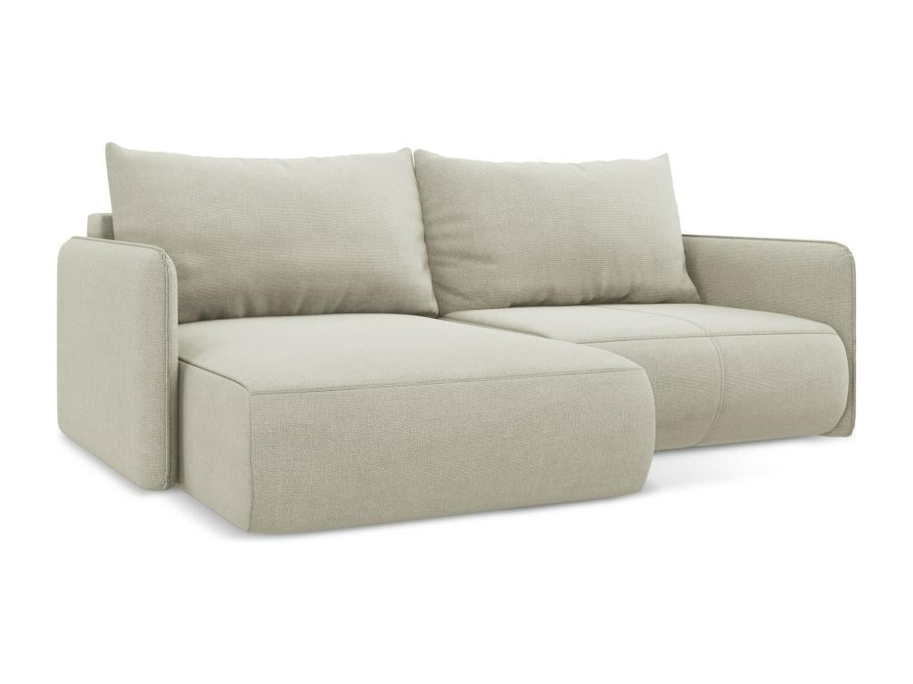 Ventoriq CJVD71199 2.5-seater left-hand corner sofa bed in textured fabric - light beige