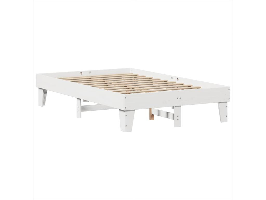 Bed frame without mattress white 135x190 cm solid pine wood QXNR37027