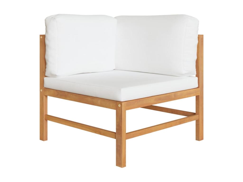 6-piece garden furniture set with cream cushions, solid teak wood, UCCP82473