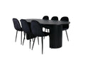 Lumenao set: black table and 6 Lumenao black velvet chairs. URFZ00895