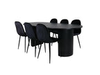 Lumenao set: black table and 6 Lumenao black velvet chairs. URFZ00895
