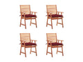 Ventoriq 4-Piece Outdoor Dining Chairs with Cushions, Solid Wood, UHSB31074