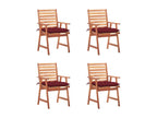 Ventoriq 4-Piece Outdoor Dining Chairs with Cushions, Solid Wood, UHSB31074