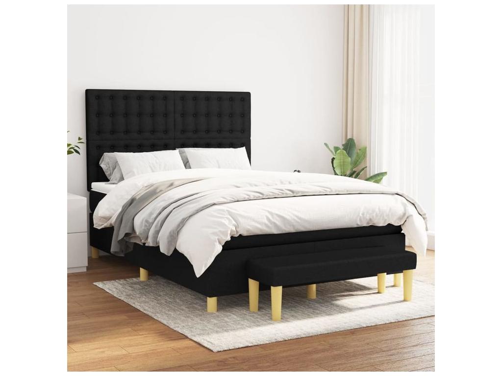 Lumenao bed base with black mattress 140x190 cm fabric PNUJ18902