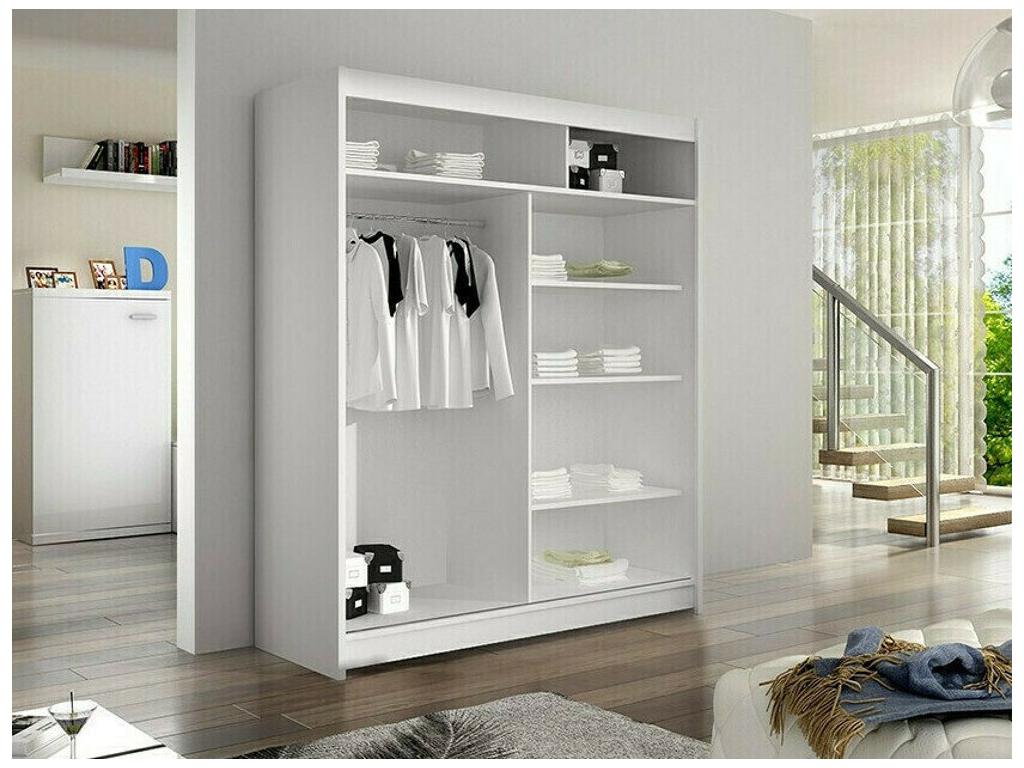 Lumenao 140 Wardrobe, Lumenao Oak - White, 200x150x58cm, Sliding Wardrobe Doors, BXAG35430
