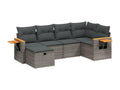6-piece garden furniture set with grey resin wicker cushions DZZA07653