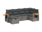 6-piece garden furniture set with grey resin wicker cushions DZZA07653