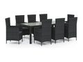9-piece outdoor lounge set with cushions, black woven resin, SEIL66270
