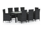 9-piece outdoor lounge set with cushions, black woven resin, SEIL66270