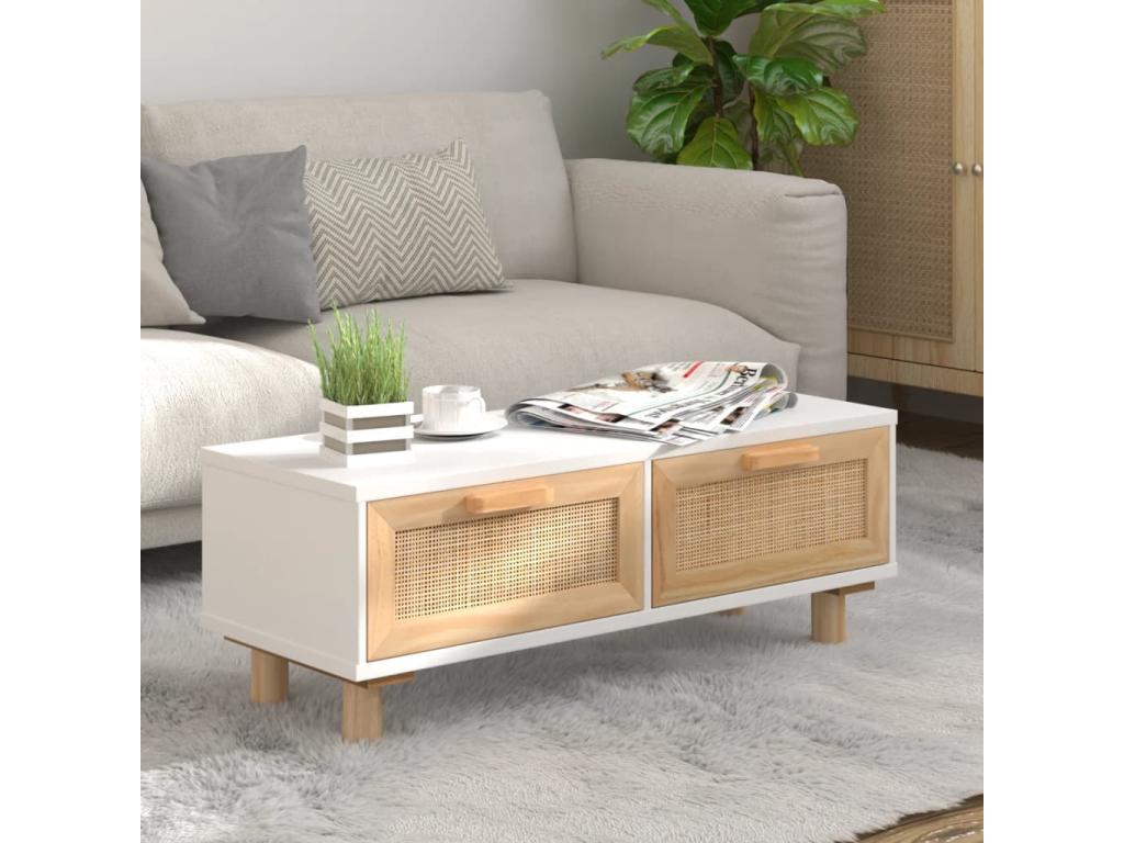 Coffee table, white, 80x40x30 cm, engineered wood and solid pine, TVKT06455