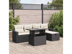 6-piece garden furniture set with cushions, black woven resin WLCU37564