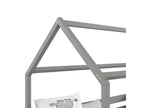 Ventoriq cabin bed, single Montessori children's bed 90x200 cm with safety rails on 3 sides in solid grey pine JUCJ44061