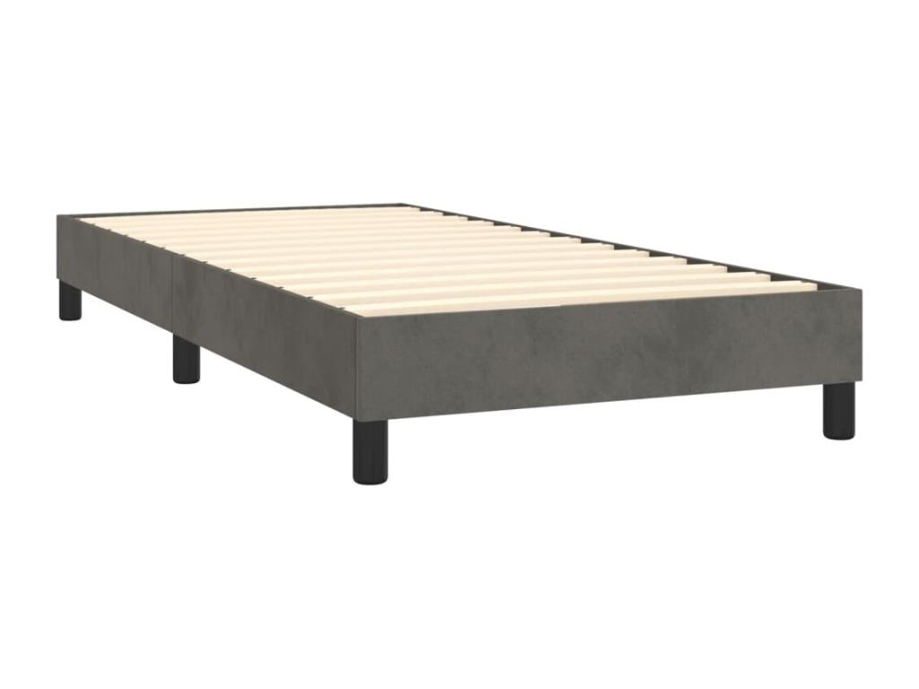 Lumenao bed base and mattress, Dark Grey 80x200 Velvet LWNG38556