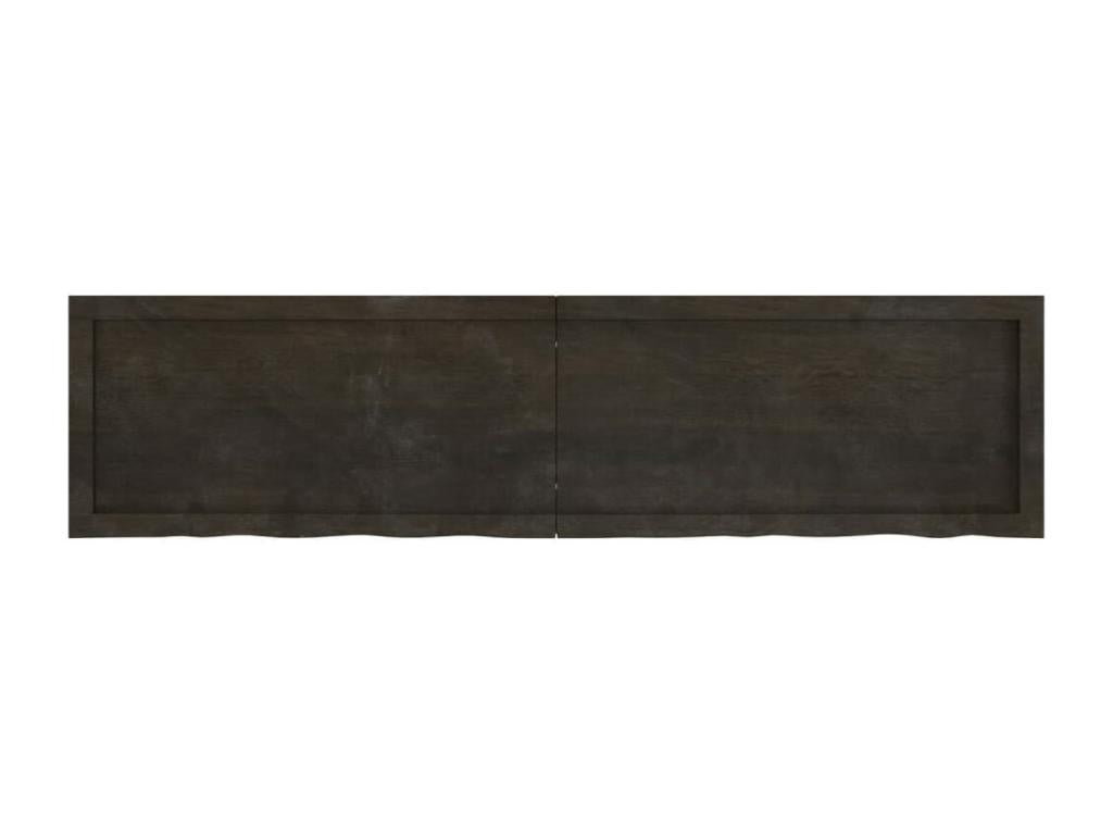 Dark brown wall shelf, solid treated oak wood PPDH92074