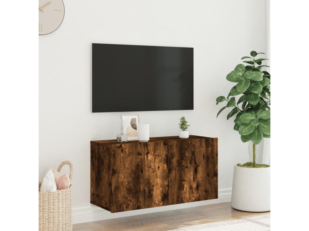 Smoked oak wall-mounted TV unit 80x30x41 cm JHSJ52727