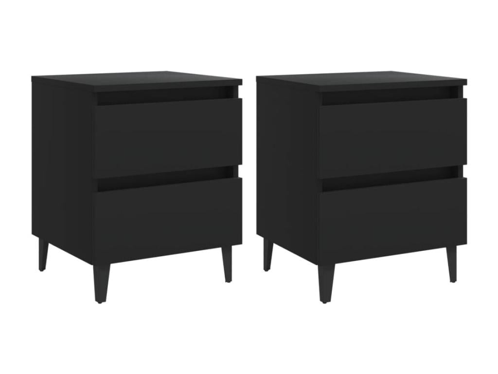Ventoriq Premium - 2 pc bedside tables, black, 40x35x50 cm, engineered wood QCTH58924
