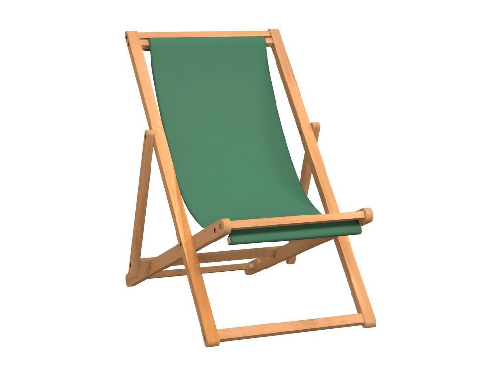 Folding Beach Chair Solid Teak Wood Green MKTM96825