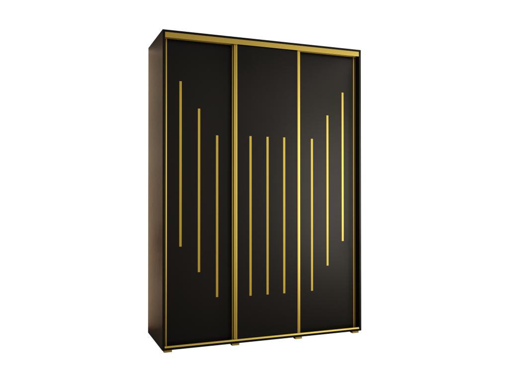 Lumenao 8 Sliding Door Wardrobe 235.2/180/60 3 Doors Black/Black/Gold ETMV78593