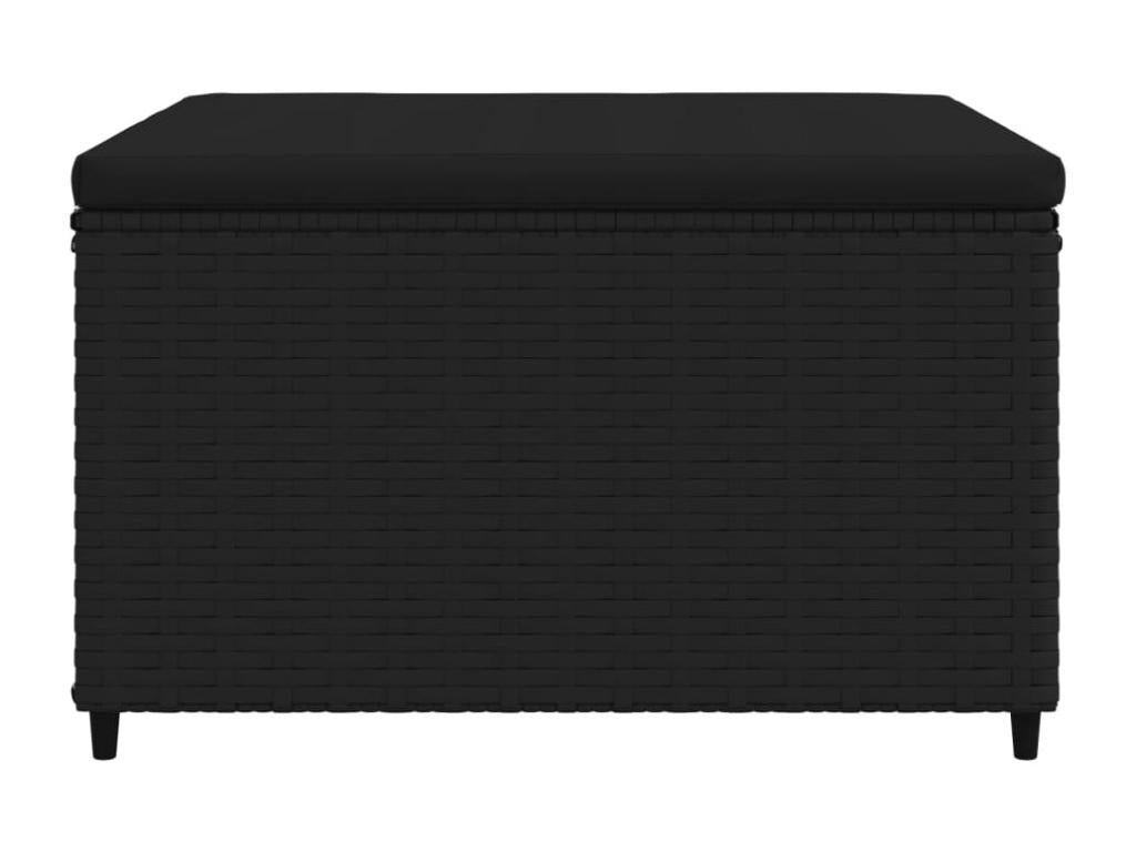 Garden footrest with cushions, 2 pcs, black woven resin HVIS80499