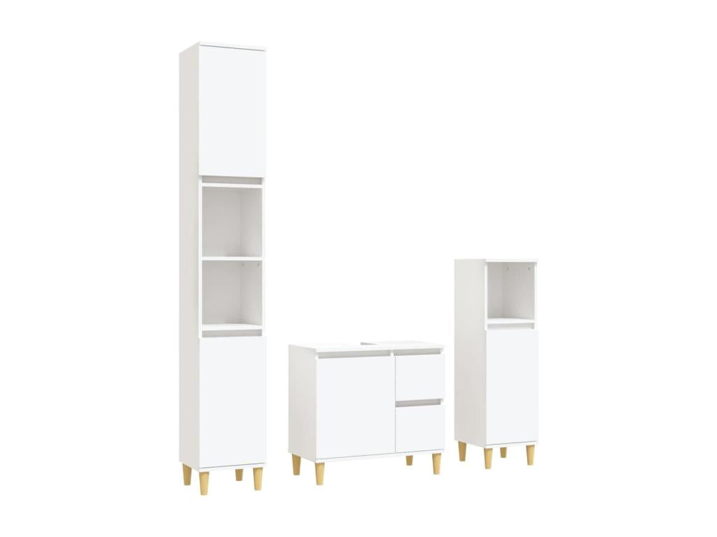 3-piece bathroom cabinet set, white engineered wood GTGA44194