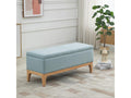 Ventoriq 2-in-1 Storage Bench, Scandinavian Style, Dimensions: 110L x 39W x 45H cm, Aqua Green Fabric, JMML54217